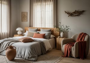 Интерьер спальни в стиле ваби-саби