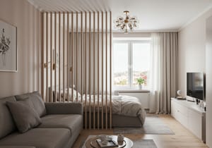 Зонирование студии под аренду рейками