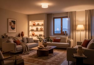 Фото интерьера с многоуровневым освещением в современном стиле